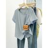 Women's Summer Pleated Slim-Fit Short Sleeve T-shirt