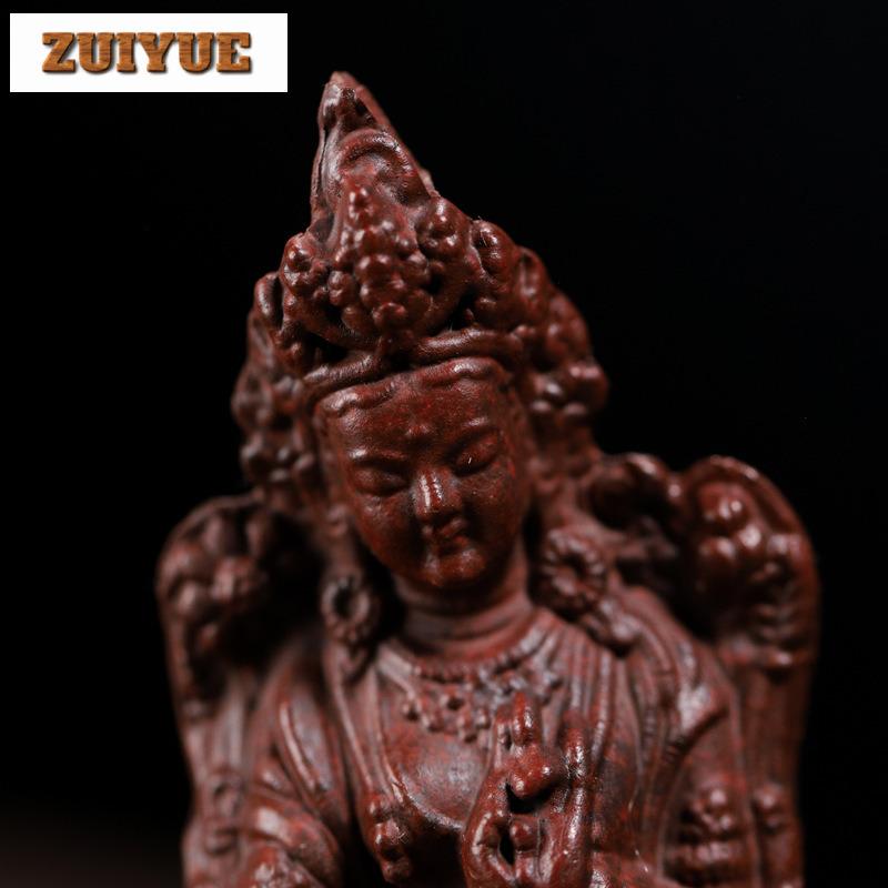 1PCS Boutique Handmade Purple Clay Tea Pet Chinese Tare Buddha Statue Ornaments Tea Figurine Crafts Tea Set Room Decoration Gift