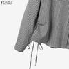 ZANZEA Women Long Sleeve Blouse and Long Skirts Plaid Print Two Piece Suit Sets