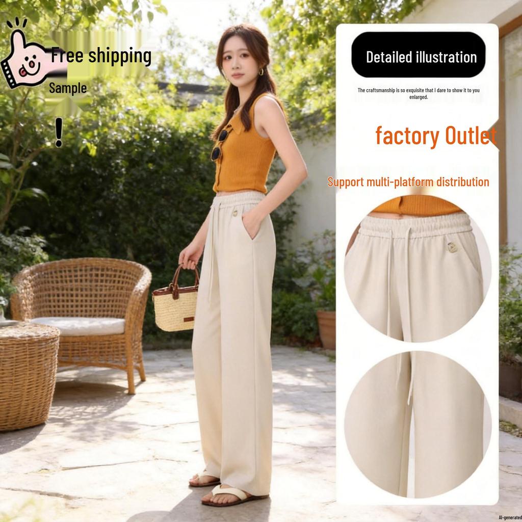 2026 Women's Summer Tencel Stretchy Straight-Leg Casual Pants for Middle-Aged Mothers