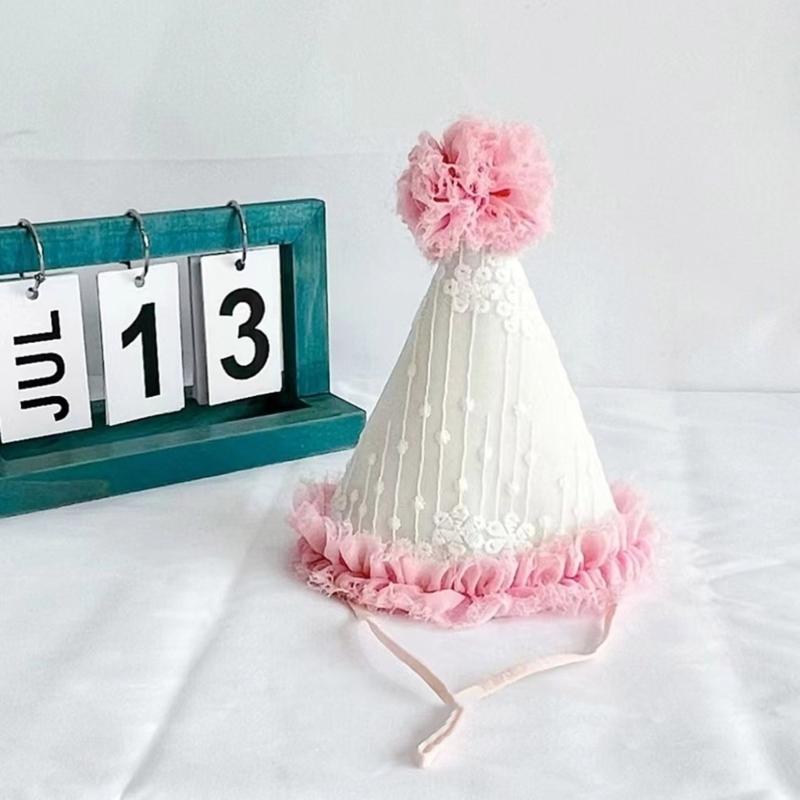 Barnhatt Födelsedagshatt Fotorekvisita Koniska Mössor Hatt med Prästkrage av Tyll Födelsedagskalasartikel