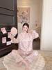 1011 spring new ice silk pajamas women's long-sleeved trousers fairy polka dot printed cardigan loungewear sweet