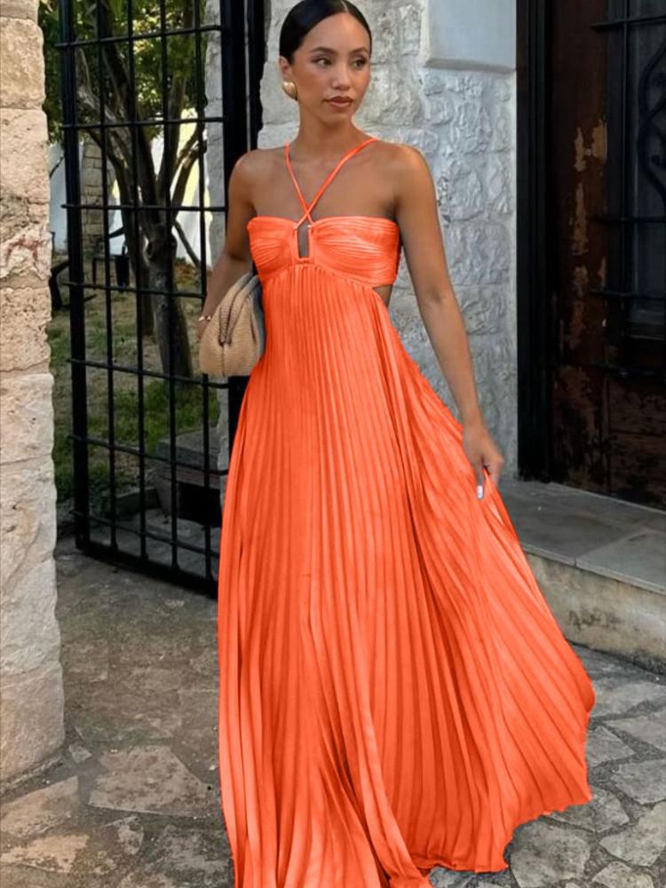 Trägerloses Maxikleid mit Rüschendetail für Damen, seitlicher Taillenausschnitt, gestuftes Kleid