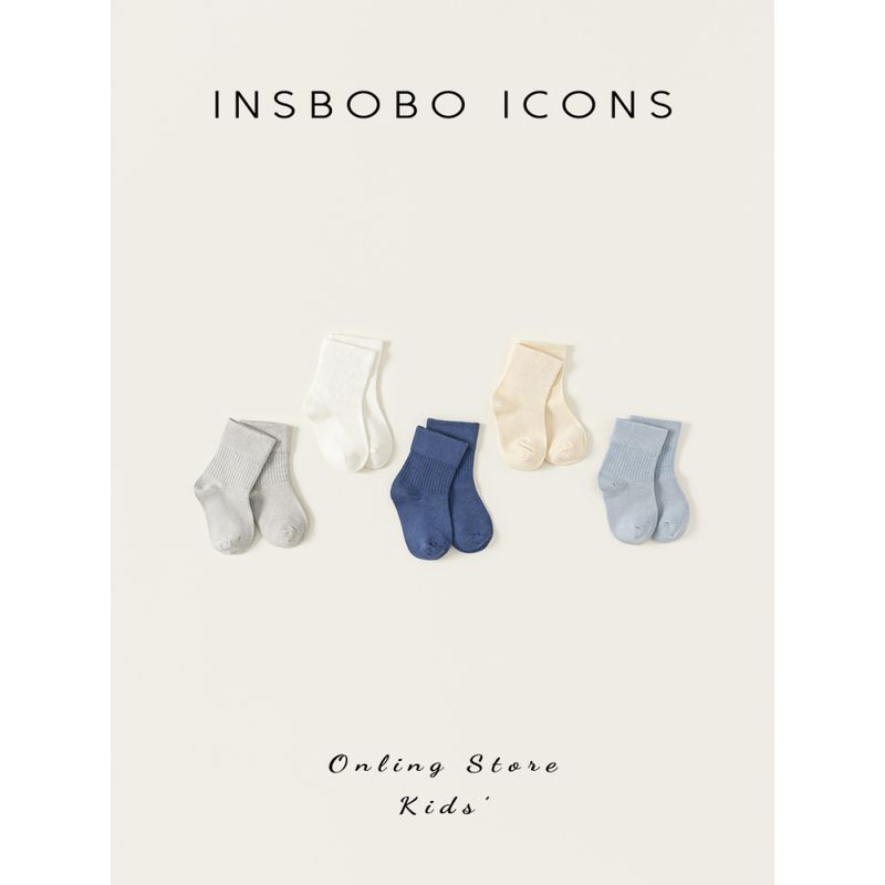 Insbobo Boys  Socks 2025 New Model Boys  Mid-Calf Socks Multi-Color Non-Packaged Children s Cotton Socks Casual Children s Socks S (Suitable for Feet 10-12cm Long) Five pairs
