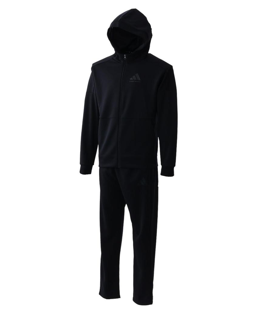 Combat Genuine Jersey Tracksuit Setup Top and Bottom Set Unisex [Adidas Sports] TR-74 Men's (XL, Black/Black)