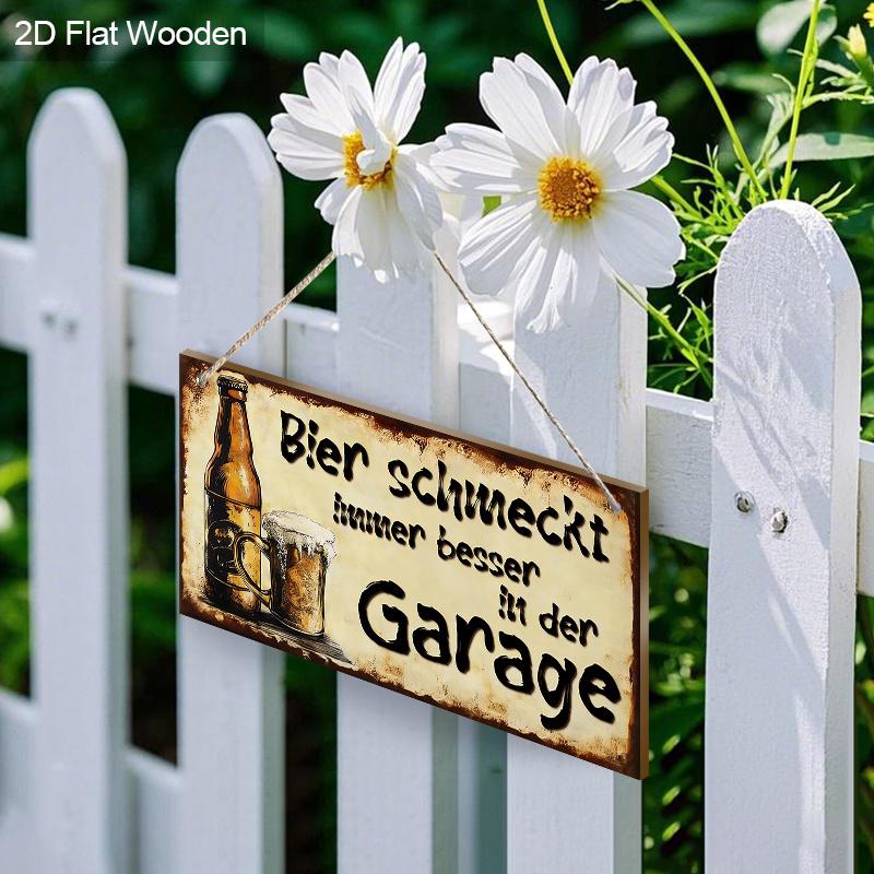 Vintage German Beer Garage Wooden Sign, Retro Bar, Man Cave, Garage & Patio Hanging Plaque, Funny Alcohol-Themed Home Decor Gift for Beer Lovers