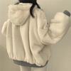 Giacca Bomber da Donna con Cappuccio Foderato in Pile e Zip-Up Cappotto Invernale Casual