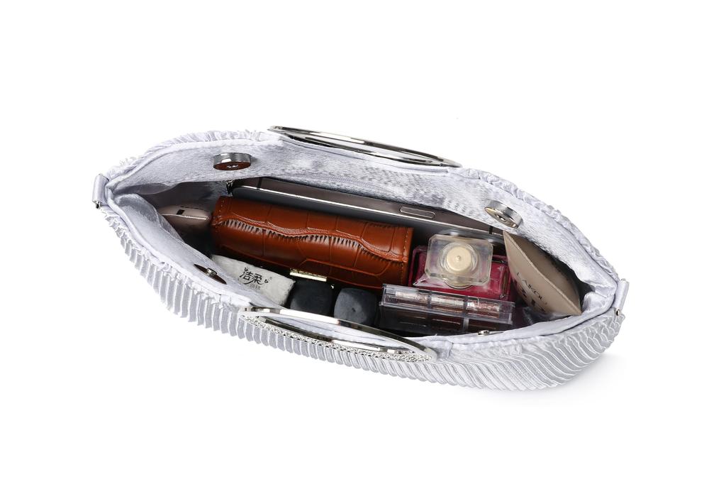 SUNSPOT Party Bag, Large Clutch Bag, Wedding Bag, Large Handbag, Women's, 3-Way (Silver H)