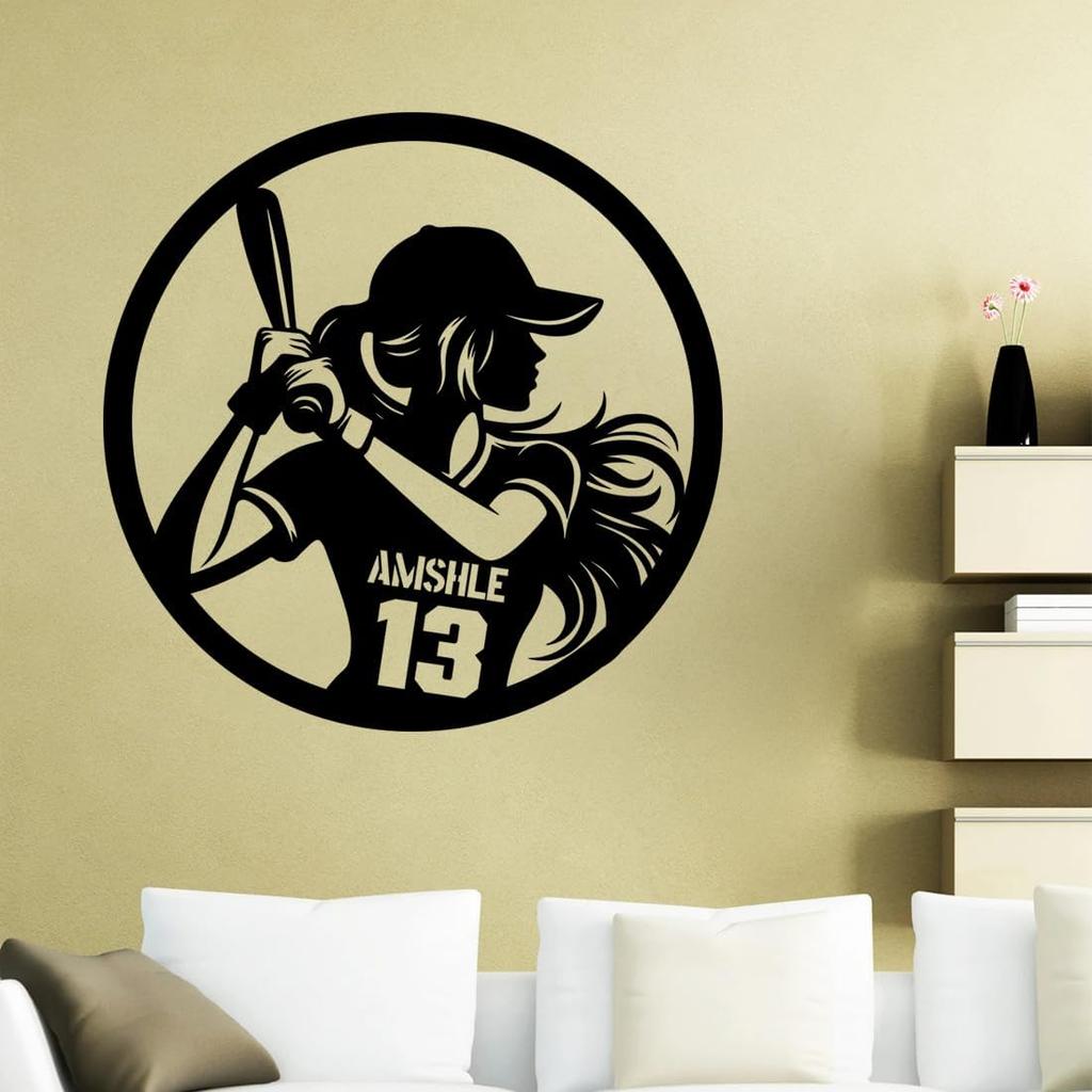 Personalized Baseball Player Wall Decal Custom Name Number Sports Wall Decal Sport Player Jersey Decal Sticker Gifts for Baseball Lover Decor for