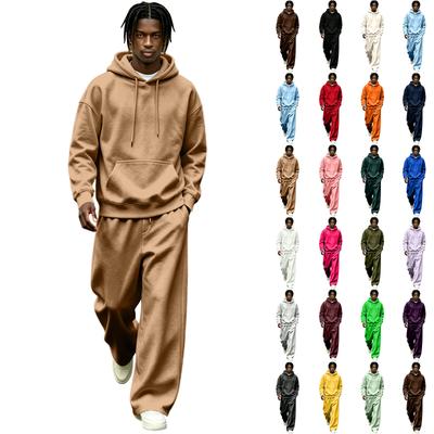 Trening Casual pentru Bărbați 2 Piese cu Hanorac și Pantaloni cu Picior Larg Croială Largă