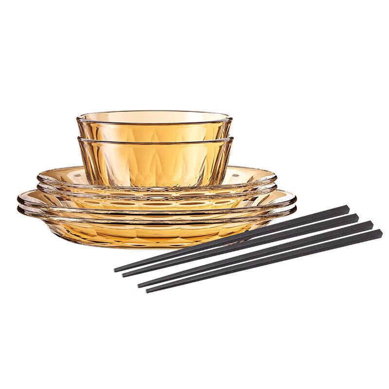 LOCK&LOCK Amber Glass Tableware Set (8-piece)