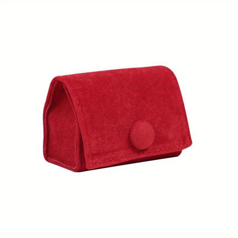 

М яка Оксамитова Ювелірна Коробка Портативна Сумка для Зберігання Сережок і Кілець Квадратна Кнопка Організація Упаковка Ювелірний Кейс Мішечок для Браслета червоний