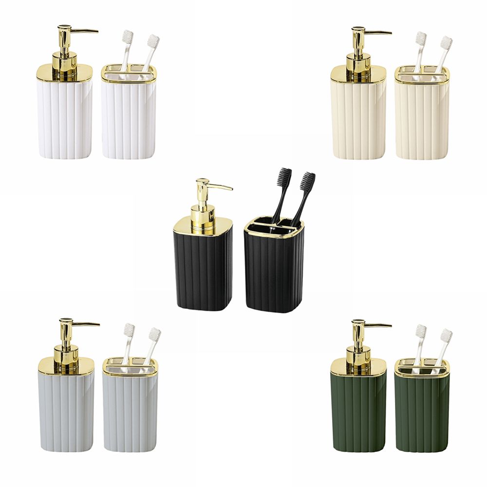 2 Pièces Distributeur de Savon & Porte-Brosse à Dents Fournitures de Salle de Bain Style Bohème Décor de Salle de Bain Salle de Bain Spa