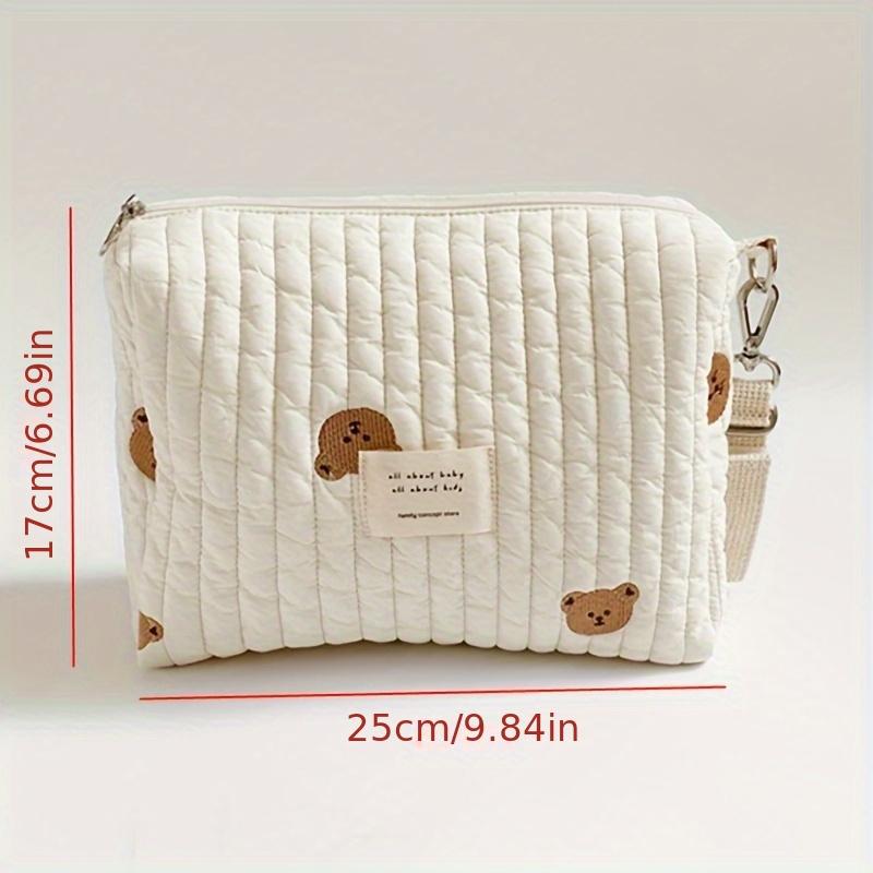 1pc Embroidered Diaper Bag For, Reusable Stroller Organizer with Wet/Dry Compartment, Portable Zipper Pouch for Moms