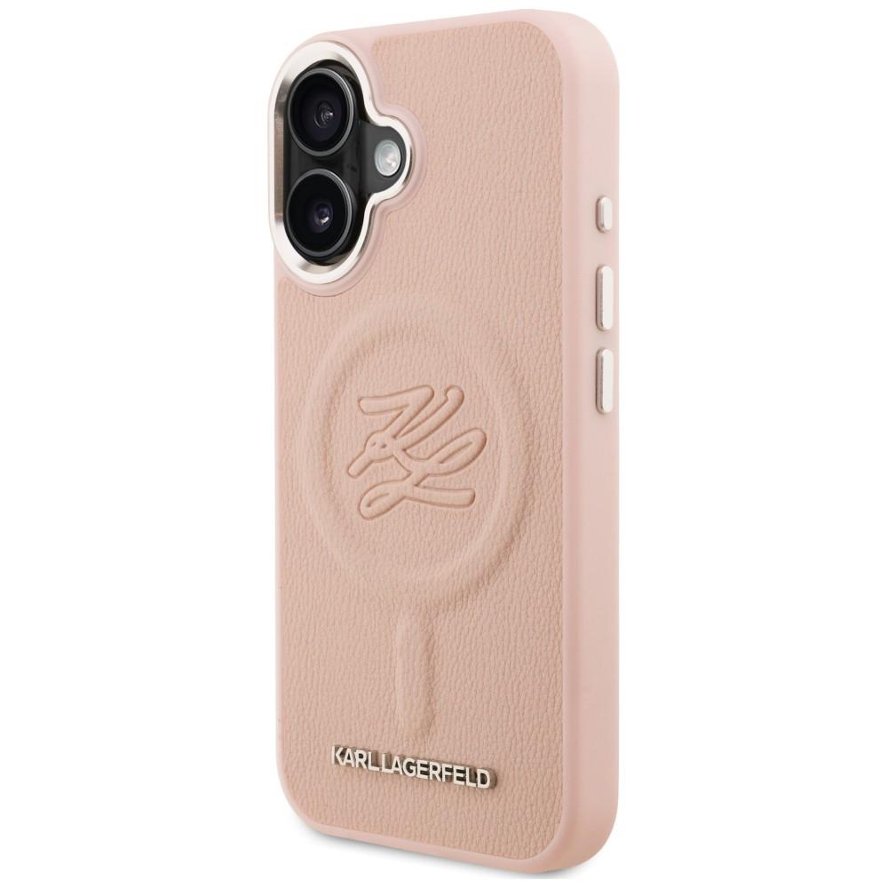 Karl Lagerfeld Initial & Metal Logo MagSafe Case for iPhone 16 Pink