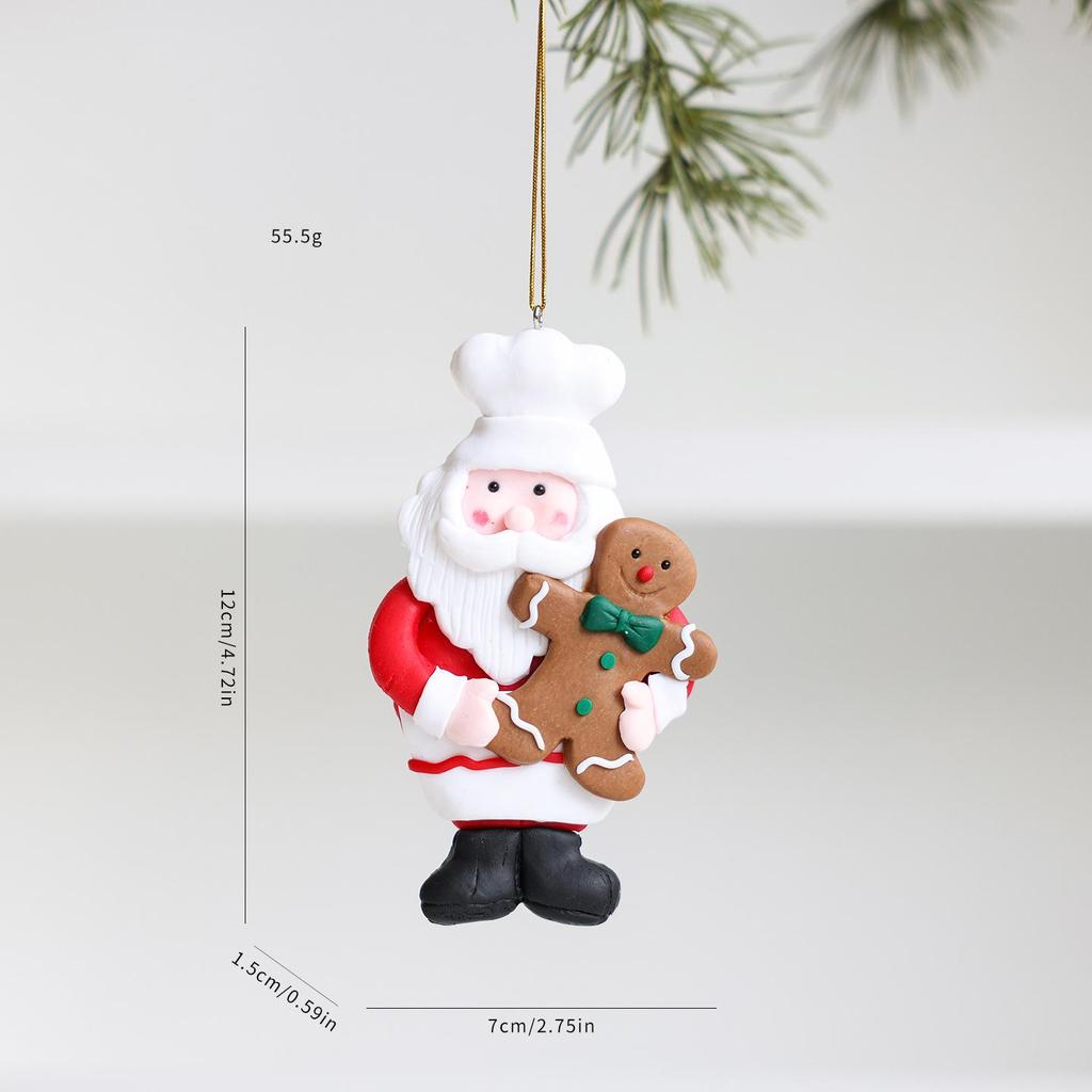 2026 Christmas Gingerbread Man & Santa Claus Resin Ornament for Home & Tree Decoration