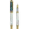 Xezo Fountain Fine Nib Rainbow White Mop Blue Paua 18k Pt Plated Serial Maestro