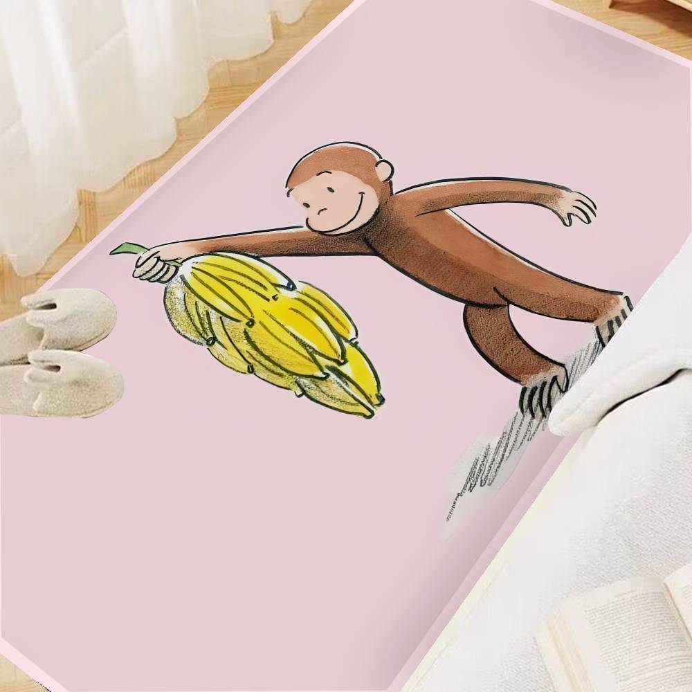 MONKEY CARTOON C-Curious GeorgeS Hallway Carpet Non-Slip Laundry Room Mat Laundry Decor Balcony Child Living Room