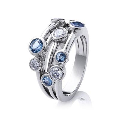 Huitan Simple 3 Row Design Women Finger Ring Dance Party Rings Daily Office Wearable Versatile Ring Gift for Girl Trendy Jewelry