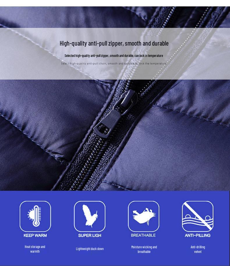 2024 Men's Lightweight White Duck Down Hooded Jacket - Short, Warm, Long Sleeve Outerwear