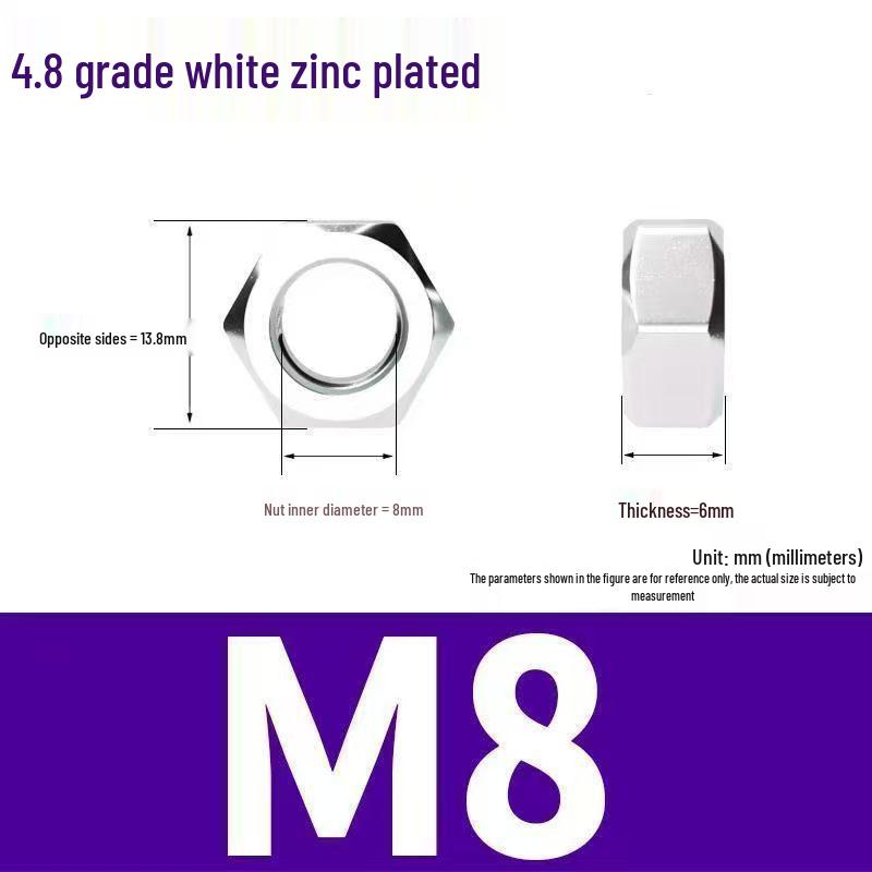 Grade 4 Galvanized Carbon Steel Hex Nuts - Sizes M6, M8, M10, M12, M16, M20