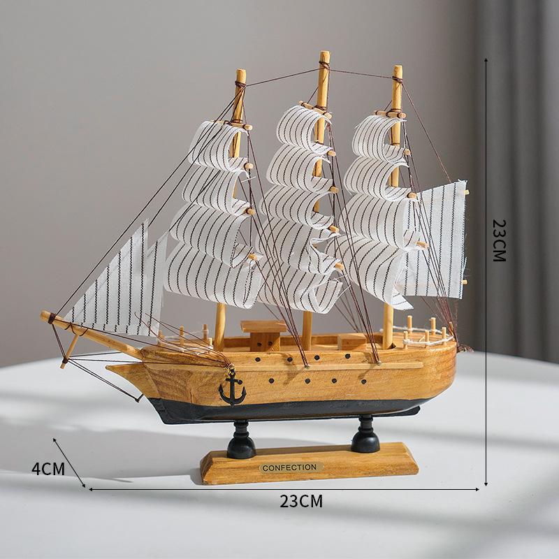 Porzellan Segelschiff Modell im mediterranen Stil - Kreative Holz Heimdeko Ornamente