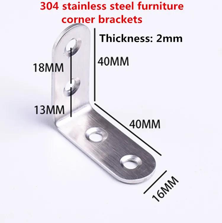 5pcs Stainlesss Steel L-shaped Corner Code 90 Degree Right Angle Bracket Furniture Stable Connector Accessories 20-50mm