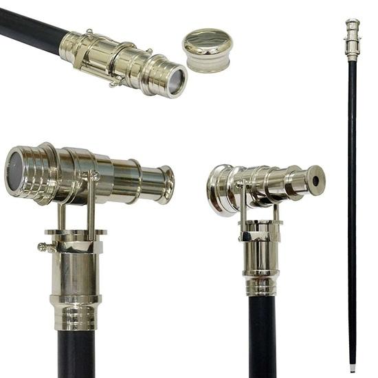 

Top Nautical Spy Telescope Steampunk Design Walking Cane Brass Handle Victorian Wooden Foldable Walking Stick Handmade Gift