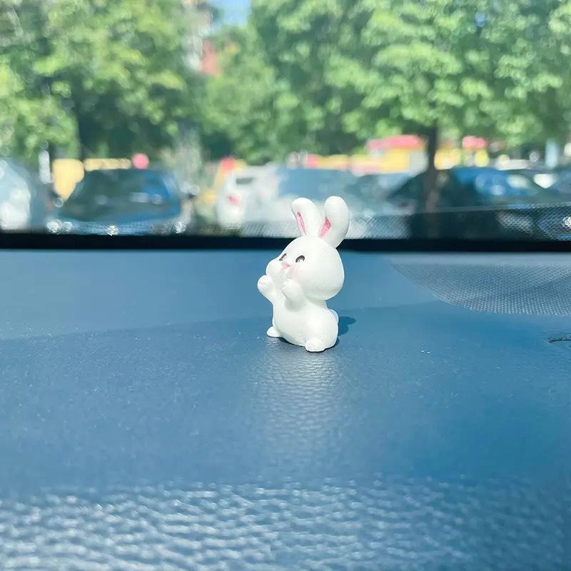 Cute Car Interior Decoration 2Pcs Rabbit Flower Vase Ornament Non-slip Center Console Decor for Drivers