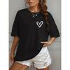 O-neck Butterfly Print Women's Crew Neck T-Shirt  Casual Short Sleeve Letter Print Spring Summer Top Tee T Shirt
