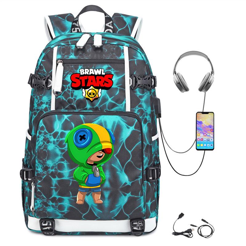 Mochila Periférica Brawl Stars Com Usb Mochila de Estudante para Viagem ao Ar Livre Mochila de Montanhismo de Grande Capacidade