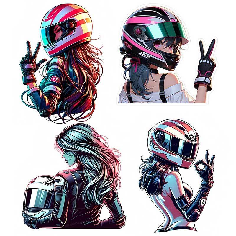 Motorradmädchen Rennwagen Aufkleber Vinyl Decal Wasserdicht Heckscheibe Motorrad Wohnmobil Stoßstange LKW Laptop Dekoration SH862