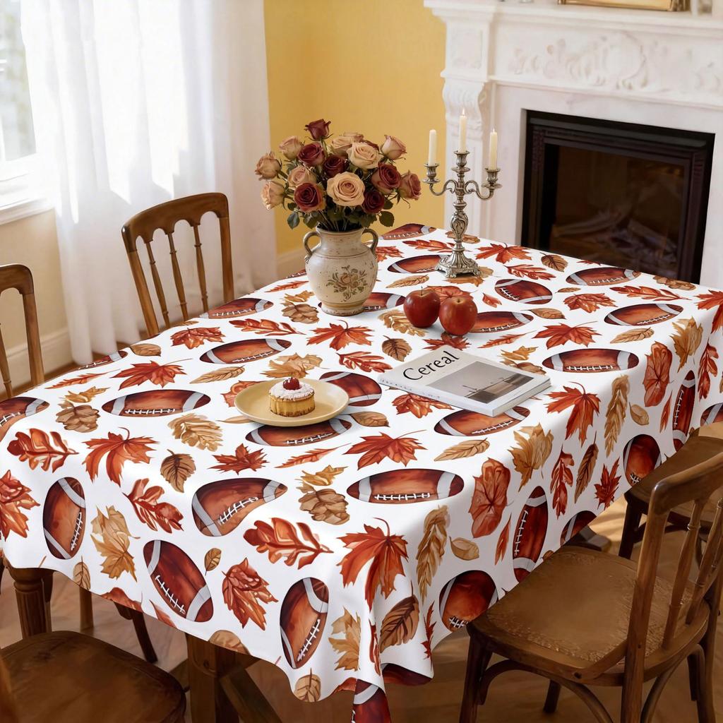 Thanksgiving Tablecloth Autumn Pumpkin Exquisite Polyester Printed Tablecloth OilProof And AntiFouling Holiday Decorative Table Cloth