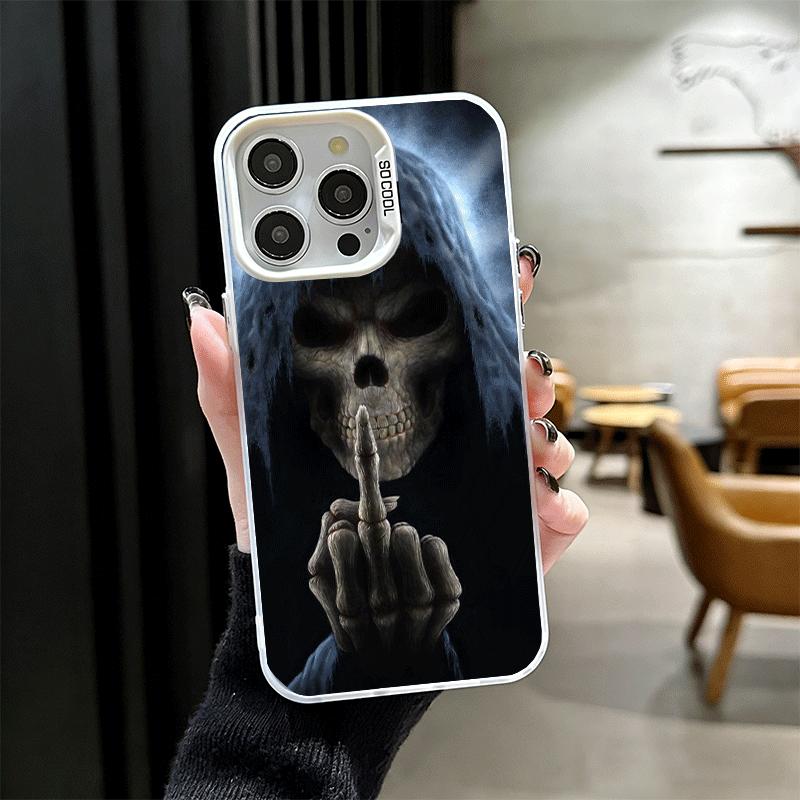 Grim Reaper Skeleton Funny Style Soft Phone Case for iPhone 15 16 17 Pro Max 17Air 16E 14 Plus 13 12 Mini Shockproof Cover Back