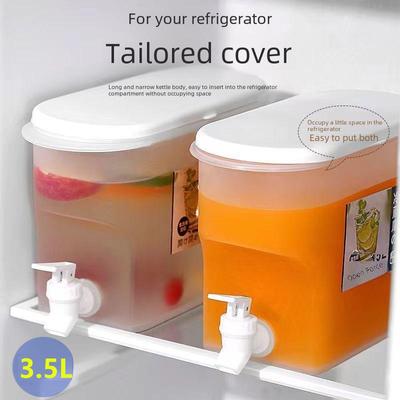 Modern Cold Water Kettle with Faucet for Lemonade & Fruit Drinks, Includes Plastic Refrigerator Bucket