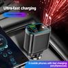 120W Retractable Car Charger with USB C Lightning Cable Starlight In Auto Roof Fast Charging for IPhone Samsung Phones