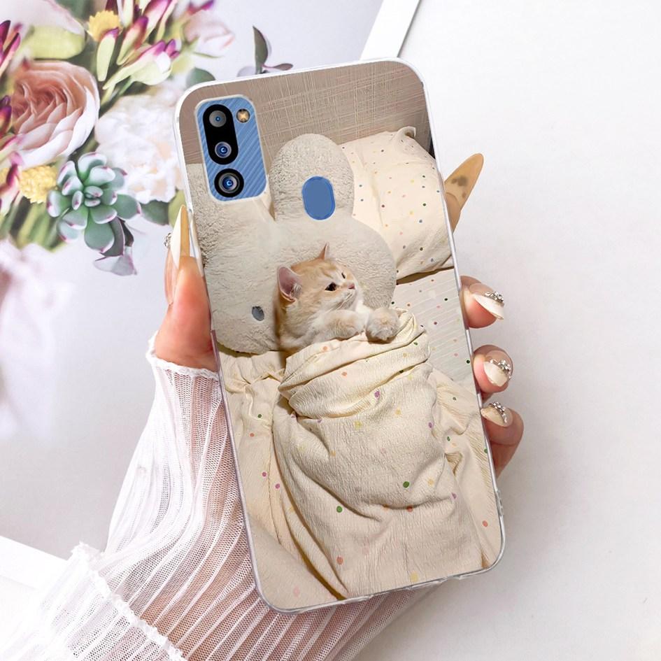For Cover Samsung Galaxy M21 2021 Phone Case SM-M215G Shell Fashion Flower Soft Silicone Clear Cover For Samsung M21 2021 Fundas