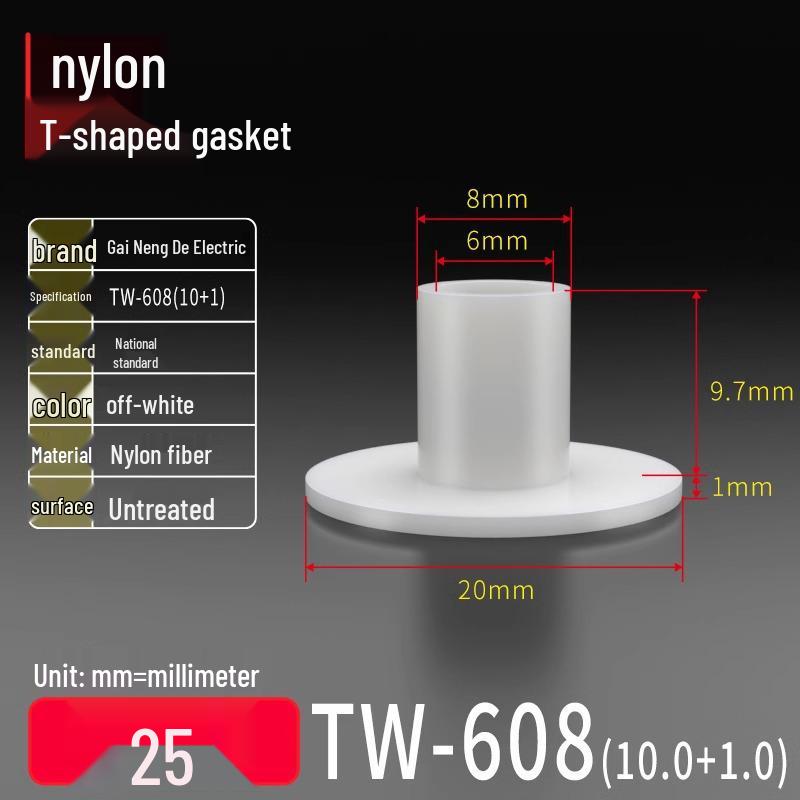 T-shaped Nylon Gasket Ring Screw Shaft Sleeve, Round Concave-Convex Insulation Pad, M2-M35