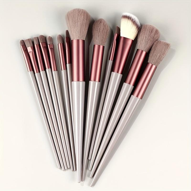 13pcs/8pcs Makeup Brushes with soft synthetic bristles For Makeup, including rouge brush, foundation make-up brush, eye shadow brush and lip brush