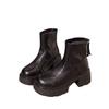 Thick-soled Chelsea High-heeled Short Boots Women's New Velvet Warm Short Boots 2025 Autumn and Winter Wear-resistant Non-slip Versatile Women's Boots