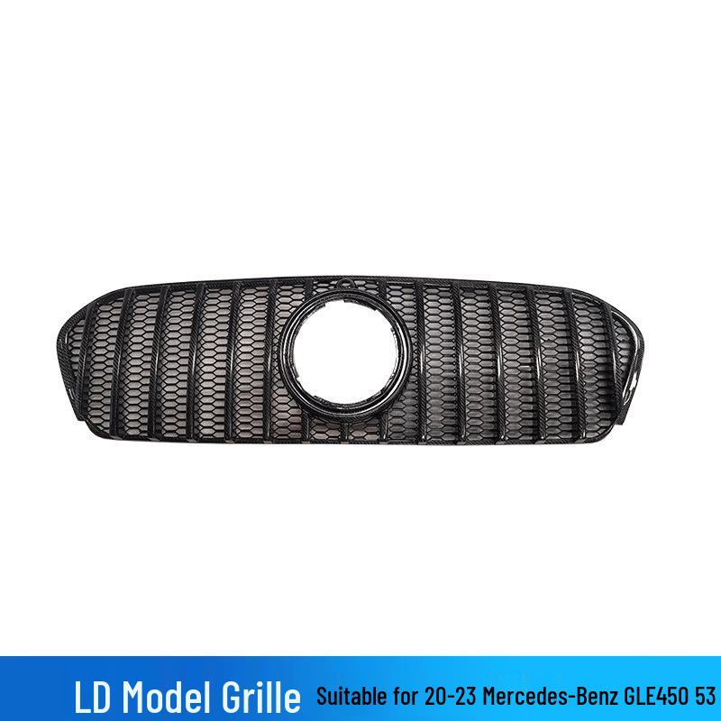 Compatible Mercedes-Benz GLE450/53 (20-23) LD Style Carbon Fiber Kit: Front & Rear Lip, Hood, Tail Top Spoiler, Grille
