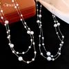 Glass Pearl Irregular Beaded Necklace Korean Versatile Temperament Sweater Chain Necklace Women