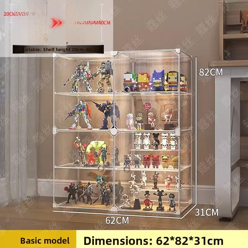 Toy Display Cabinet Home Use Toy Shelf Transparent Storage Box Small Figurines Model Display Rack Living Room Organizer