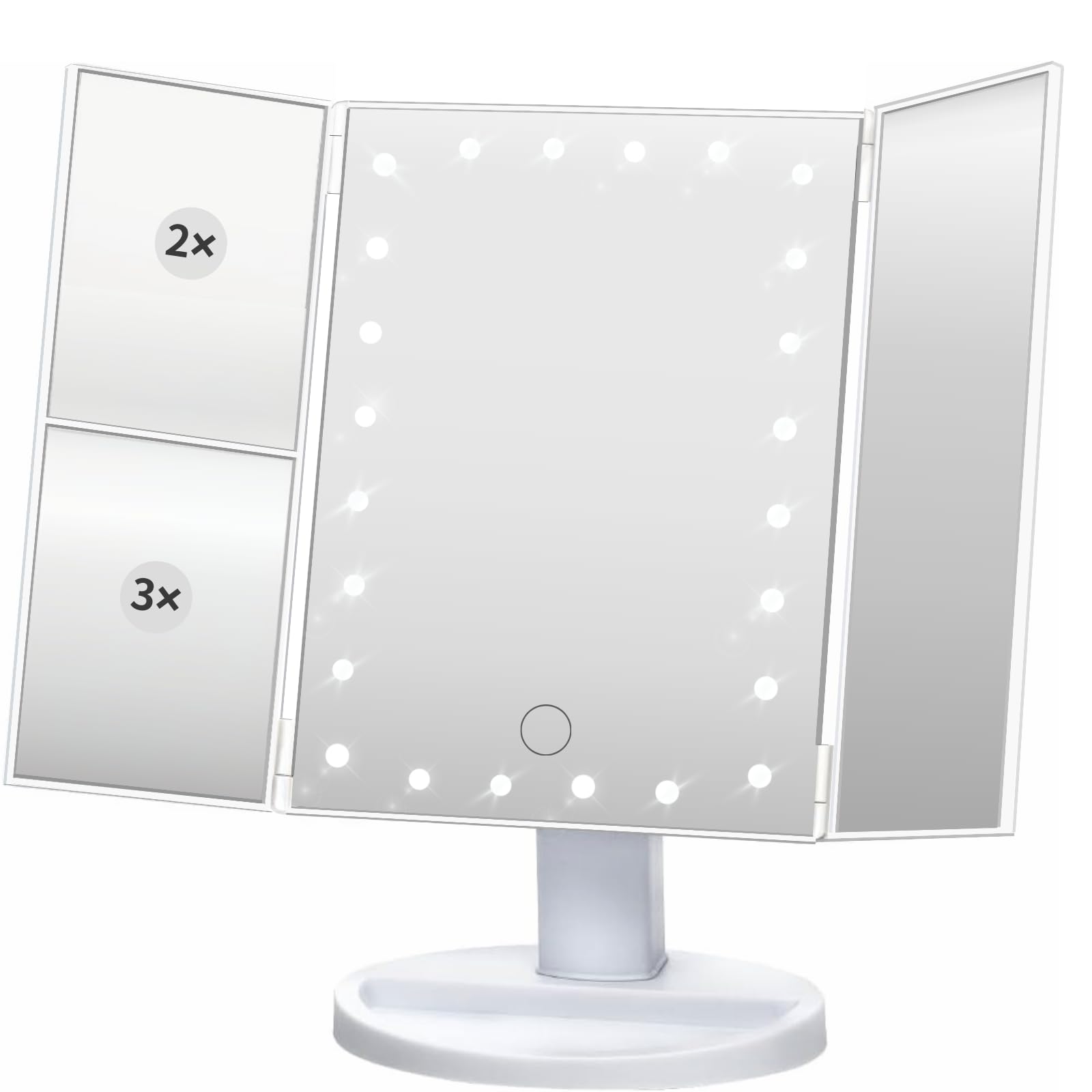 

Fastrek Actress 24 LED Tabletop 2x3x Brightness Angle Storage Japanese Brand Mirror, Mirror, Lights, Mirror, Three-Sided Mirror, Magnification, белый