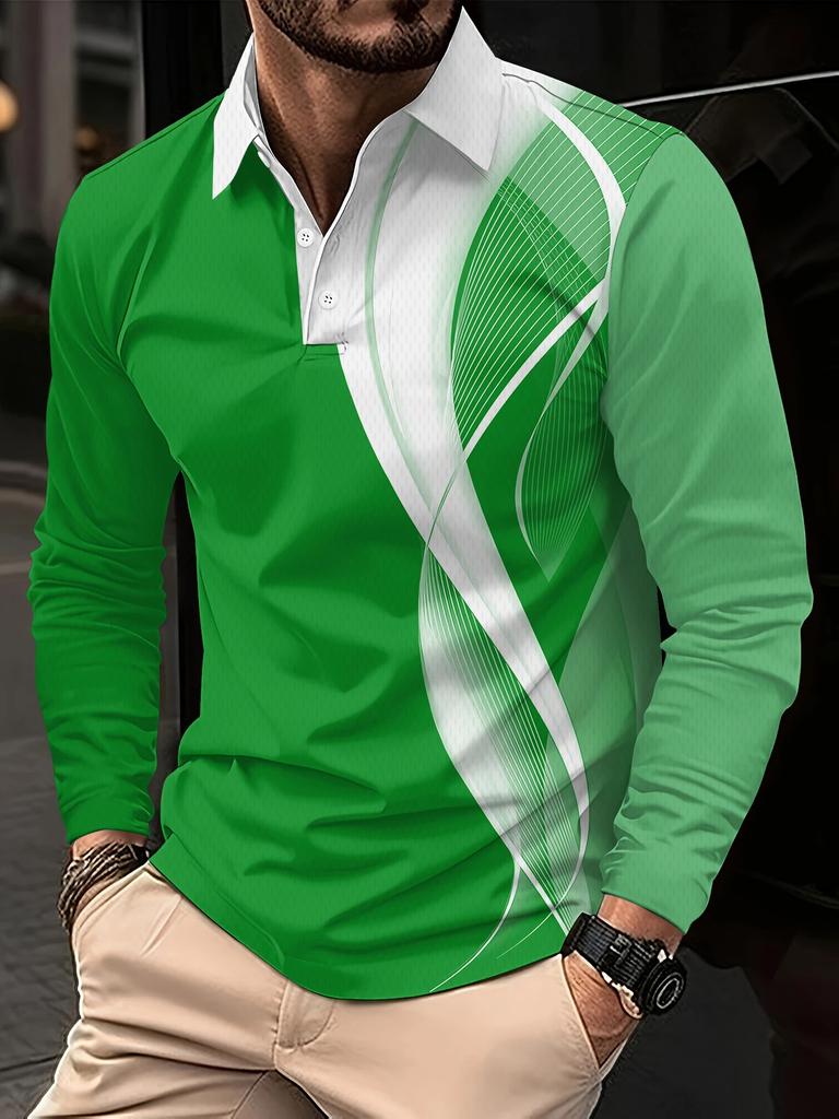 Modisches Herren-T-Shirt Projekt Farbverlauf Herbst Langarm Herren Poloshirt Design