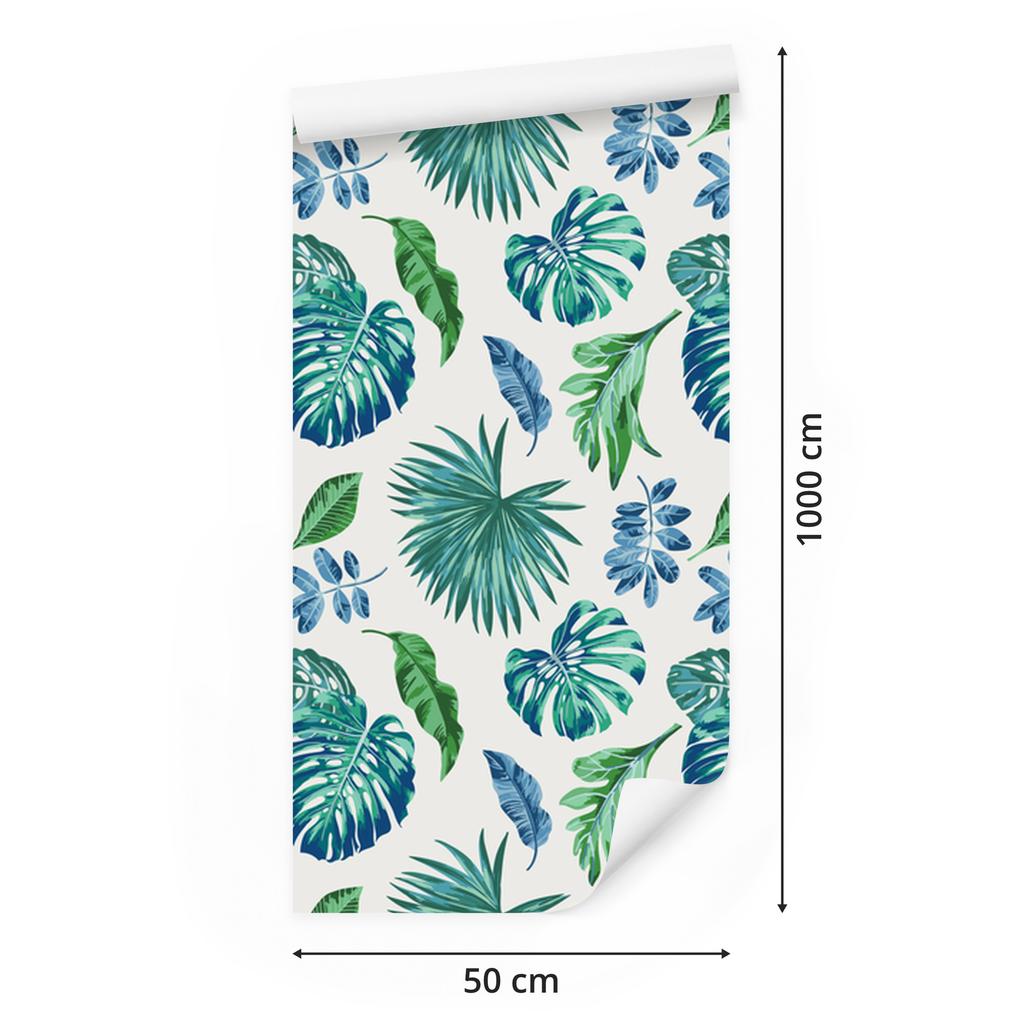 Colorful Tropical Leaves Wallpaper for Living Room and Bedroom 50x1000