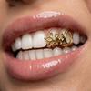 Glossy Finish Double Hollow Flower Grillz Silver Irregular Shape Tooth Grills Teeth Grillz  Party