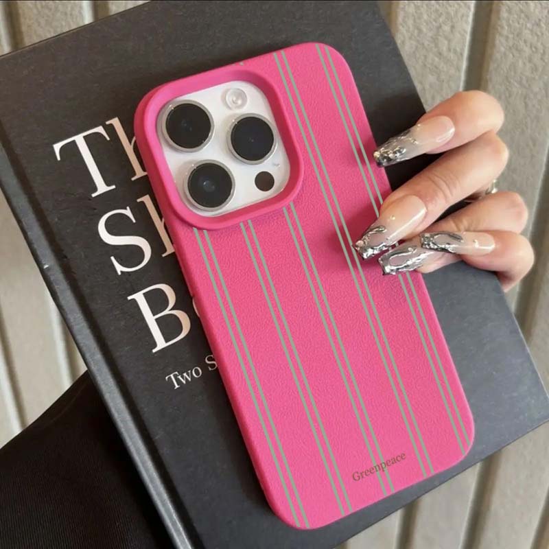 The Green Stripe Lichee Pattern Phone Case For iPhone 17 16 15 14 13 12 11 Pro Max XS X XR 16 Plus 16e Shockproof Silicone Cover