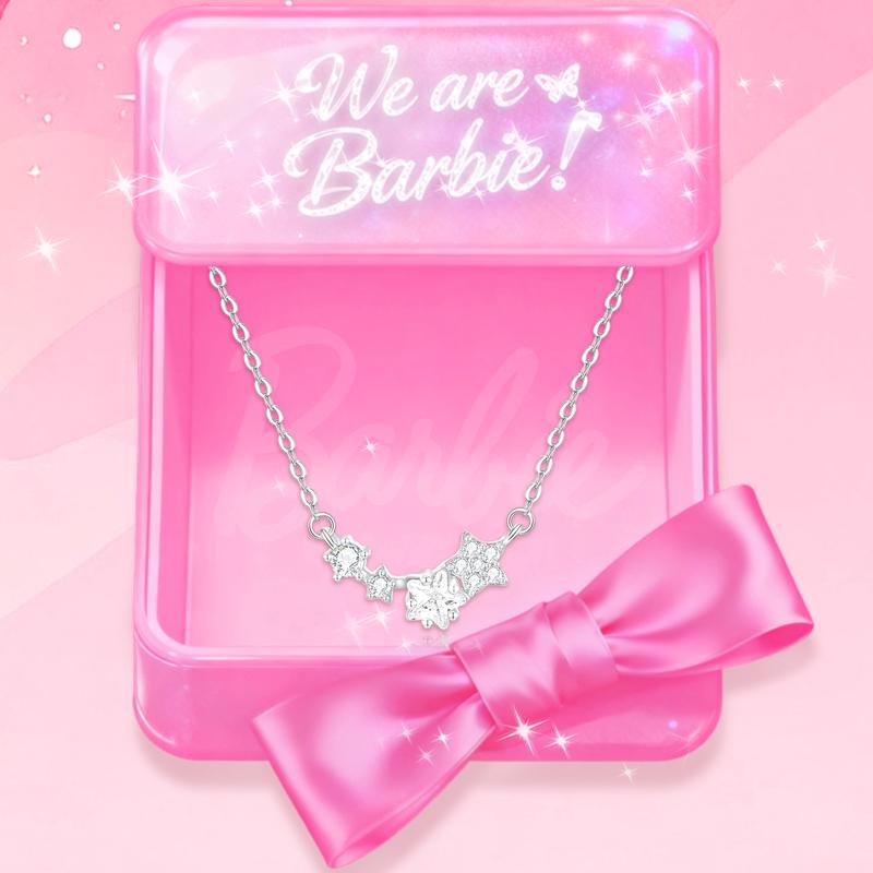 barbie Crystal Necklace Wishing Star Five-pointed Star Sparkling Meteor Pendant, Sweet and High-end Clavicle Chain, Niche Korean Exquisite TX2401057A
