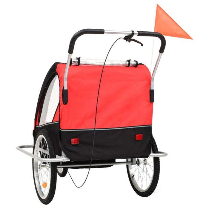 VidaXL Remorque de Vélo et Poussette 2-en-1, Chariot de Vélo avec Siège, Remorque de Bicyclette, Chariot de Transport, Noir 91375